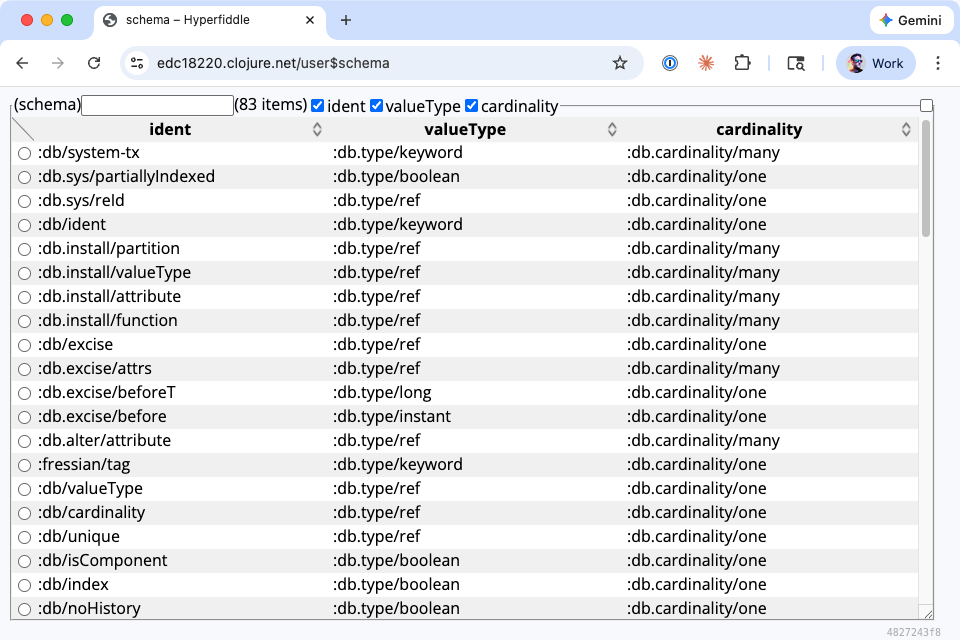 Datomic schema browser